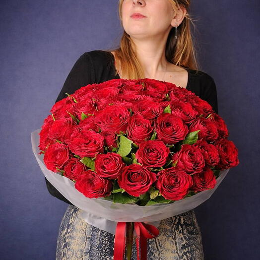 Букет из красной розы Кения 51шт