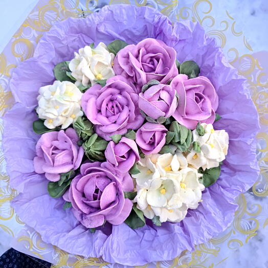 Букет из зефира розы и гортензии