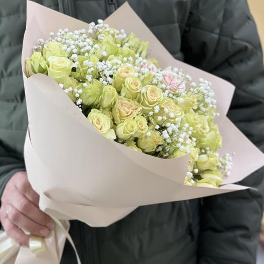 Кустовые розы/Гипсофила