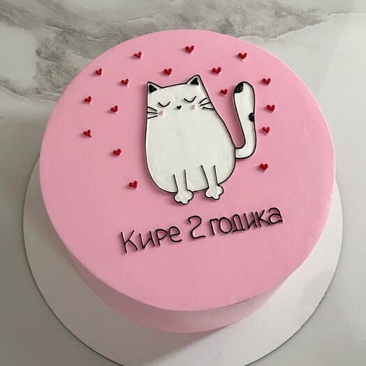 Торт на 2 года для девочки с кошечкой