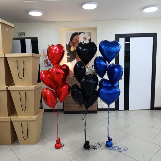 Фольгированные сердца разные 15 штук