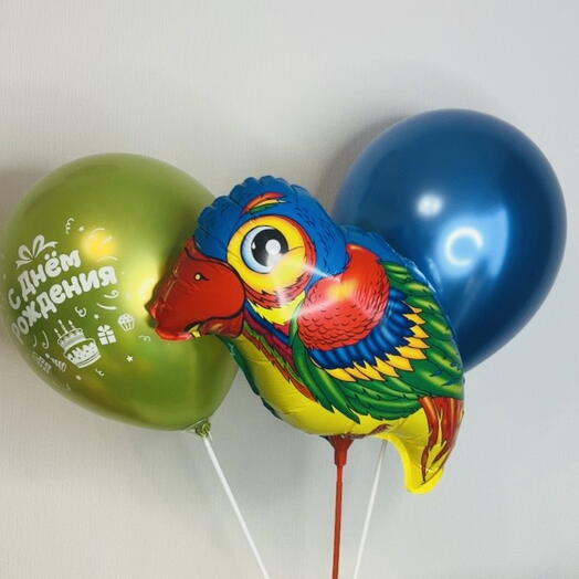 🦜Топ Воздушные Шары Яркий Попугайчик 3 ШТ N0014/Хит Продаж
