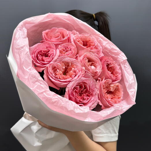 Букет розовые пионовидные розы 💕