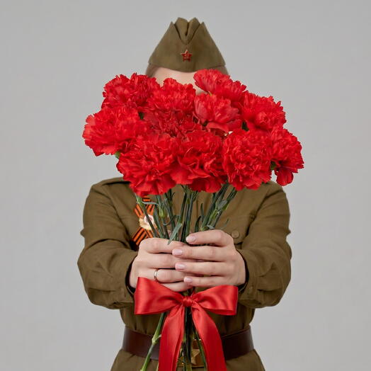 Красная гвоздика 10 штук