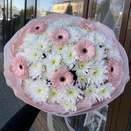 Нежный букет с герберами «Малинка🌸»