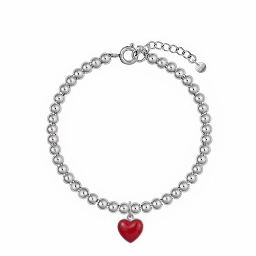 Браслет с сердечком BASIC 4 RED любимой девушке, на годовщину, признаться в чувствах