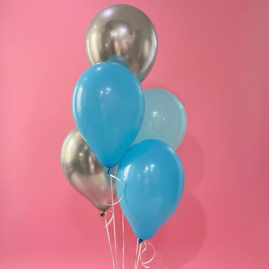 A set of pearl and blue balloons