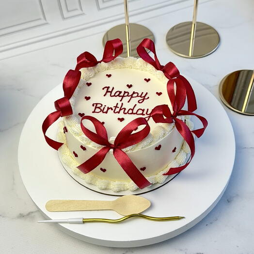 Бенто-торт Ламбет с бантиками «Happy birthday девушке,маме,подруге,дочке