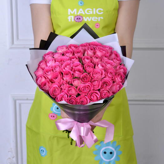 Монобукет Magical Flower, 51 розовой розы, размер 40 см