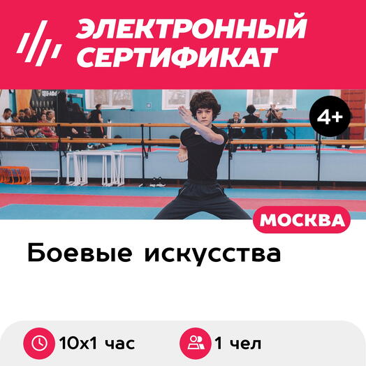 Подарочный сертификат Абонемент на индивидуальные тренировки по кунг-фу, 1 чел. (10 х 1 час)