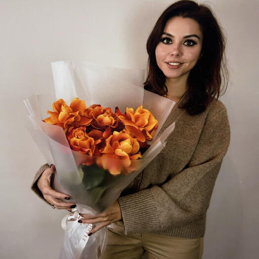 🧡Букет роз / Французские розы 5шт / Оранжевые розы🧡