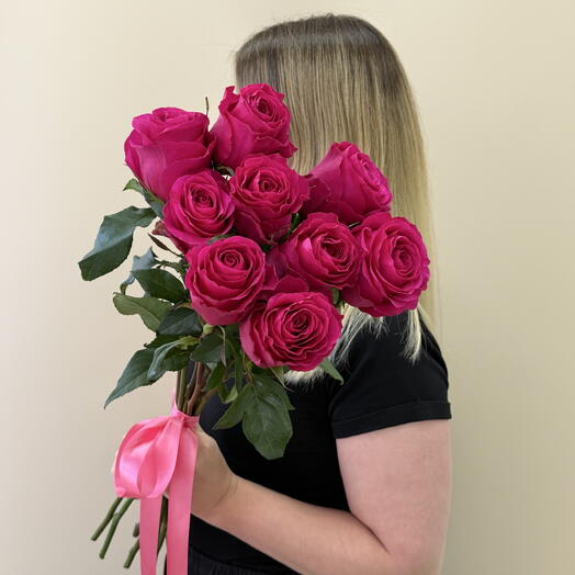Яркие малиновые розы под ленту (9шт) 💖🌹
