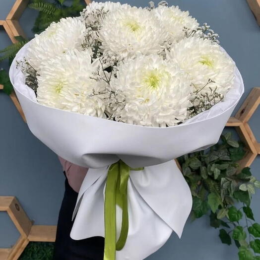 Моно букет из хризантемы одноголовой