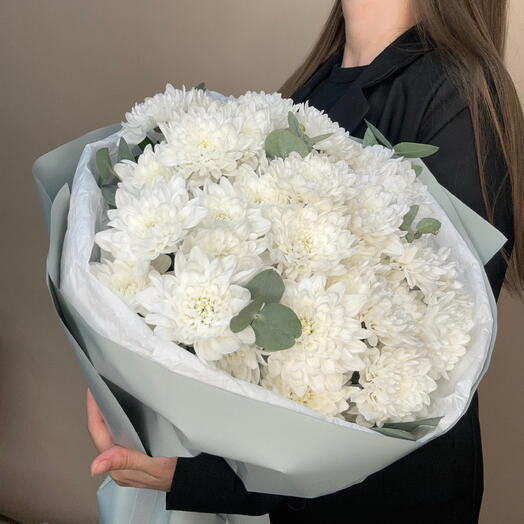 Букет из кустовой хризантемы и эвкалипта (L)🌼