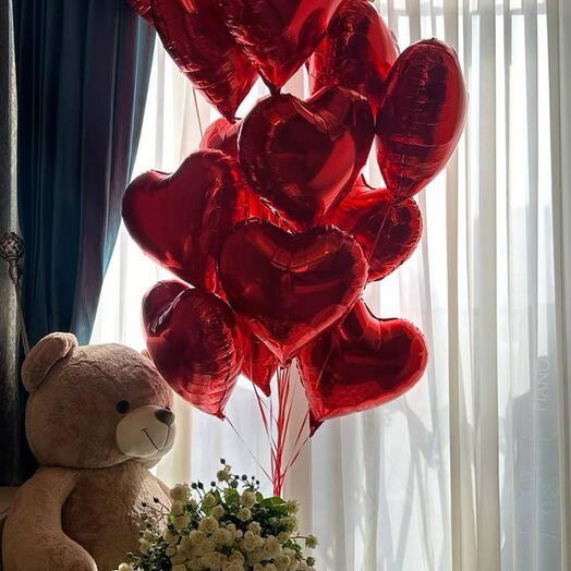Big Heart! Облако любви из 20 шаров 🎈☁️️🫧🍭🦄🌻
