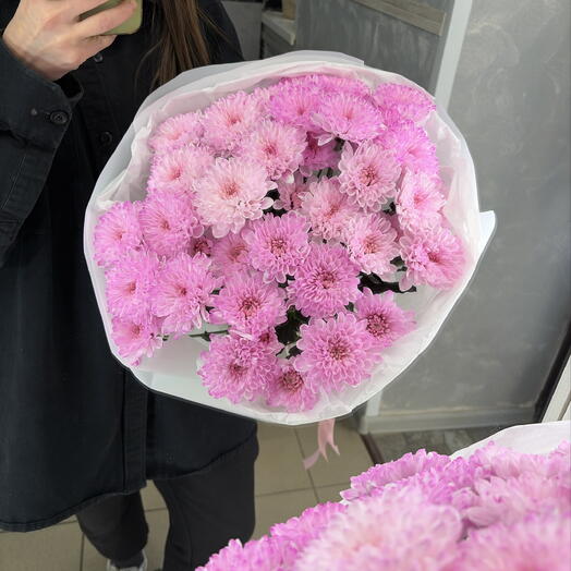 Кустовые розовые хризантемы от XOFLOWERS