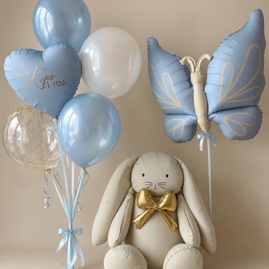 Нежный набор шаров с зайчиком и бабочкой 🦋🐰