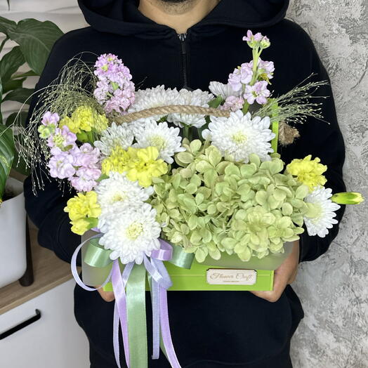 Композиция микс в деревянном ящике🌸🌿