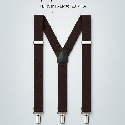 Подтяжки мужские темно-коричневые для брюк и костюма, аксессуар для повседневного образа