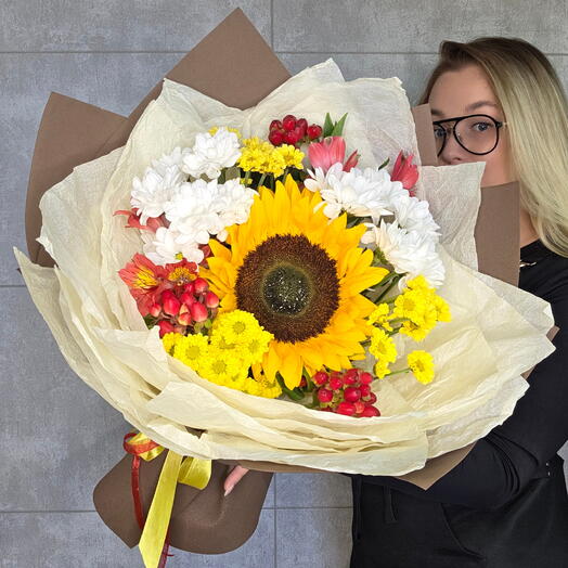 Осенний букет с подсолнухом🌻