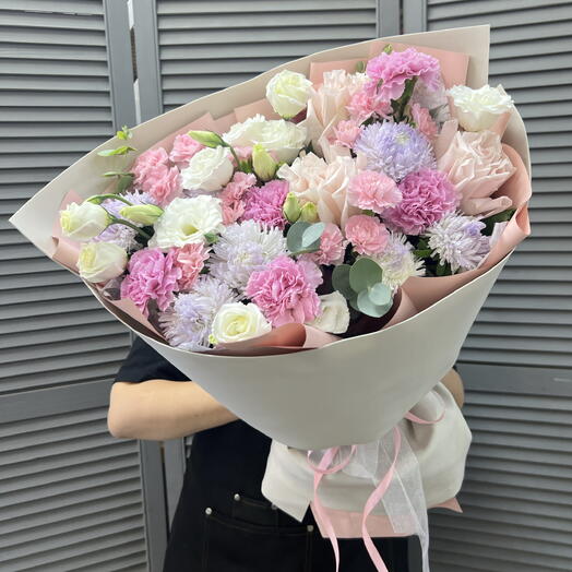 Объёмный розовый букет💝