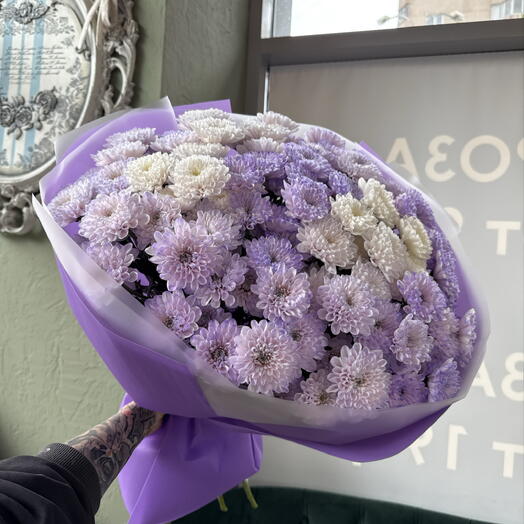 Пышный Монобукет из 17 кустовых хризантем для девушки 🌸