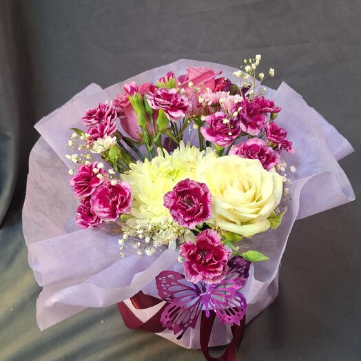 Сиреневый тортик с хризантемой 💐