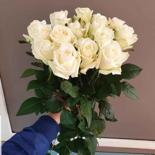 Bouquet of 15 white roses 60cm