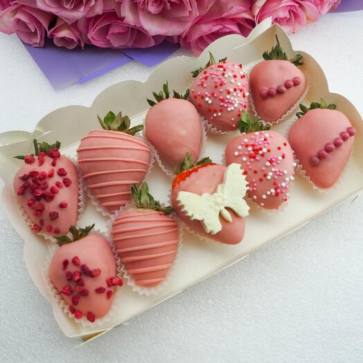 Conjunto de fresas en chocolate "Glamour" 10 piezas