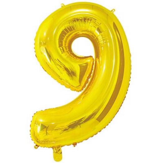 Шар цифра "9" с гелием золото, Gold