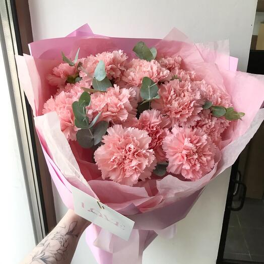 Dianthus calado con eucalipto en monobuceta