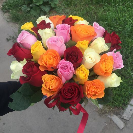 31 разноцветная роза