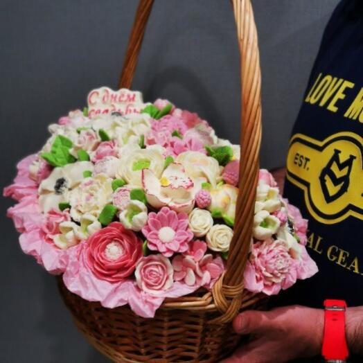 Cesta de flores de chocolate
