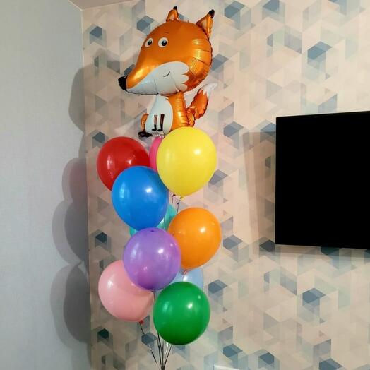 Juego de 10 globos de helio + lámina de zorro