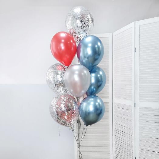 Fountain of balls "Blue-silver" 10 pcs
