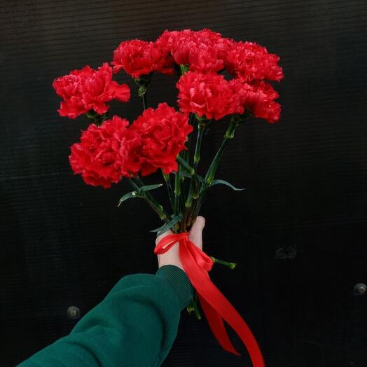 Красная гвоздика 10 шт