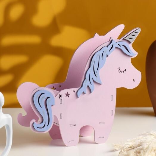 Кашпо деревянное "Единорог"