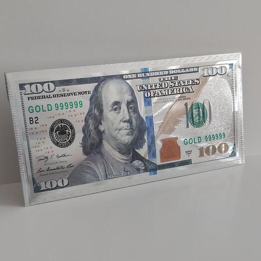 Конверт "100 долларов" для денег/подарочных карт, 18×9 см