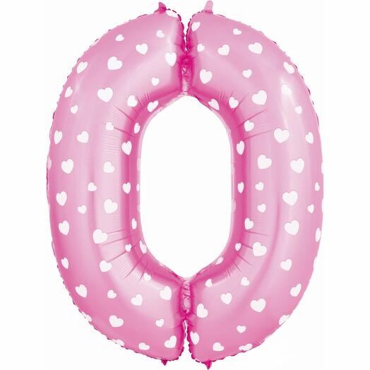 Ball Number 0 pink with hearts