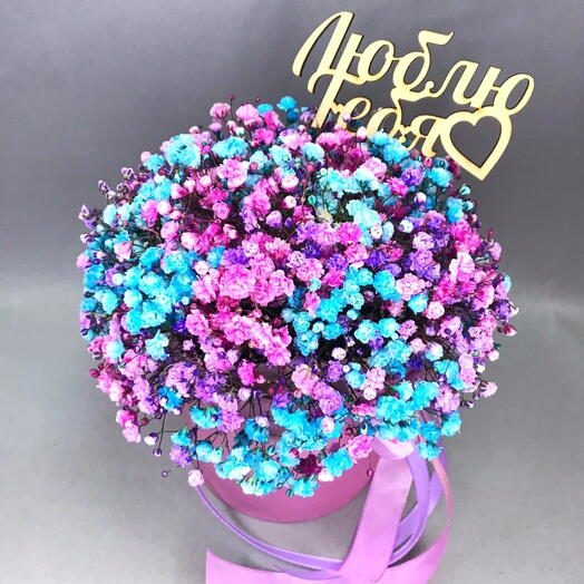 Flowers in a box rainbow gypsophila