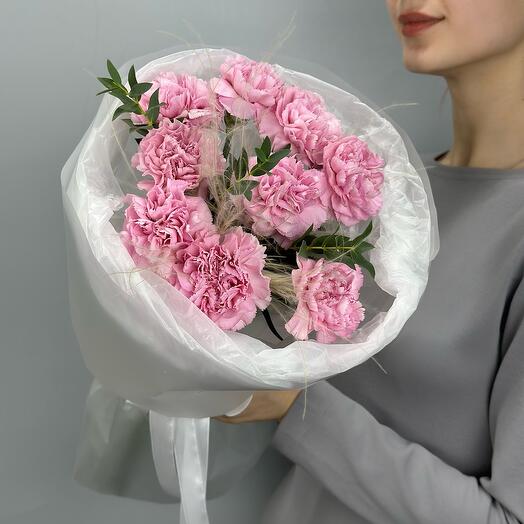 Букет-комплимент из гвоздик (диантусов), 9шт. (М024)