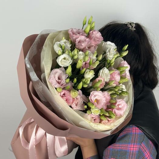 Bouquet of pink and white eustoma