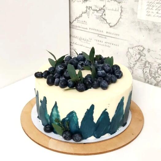 Торт с голубикой на день рождения, годовщину девушке, жене, парню, мужу, маме, папе, бабушке, дедушке
