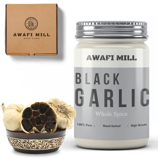 AWAFI MILL Black Garlic | Allium nigrum Whole - Bottle of 100 Gram