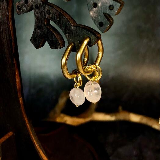 Congo Earrings with rose Quartz pendants