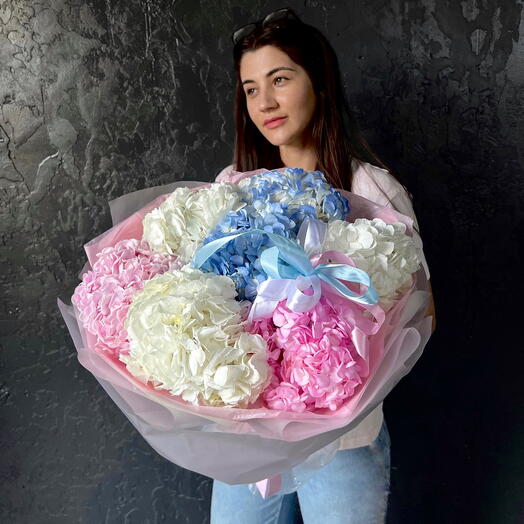 Букет из гортензии, гортензия микс, гортензия 7 штук