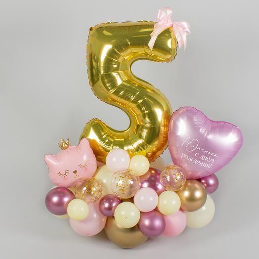 Фигура из шаров с мини-цифрой «Котенок»