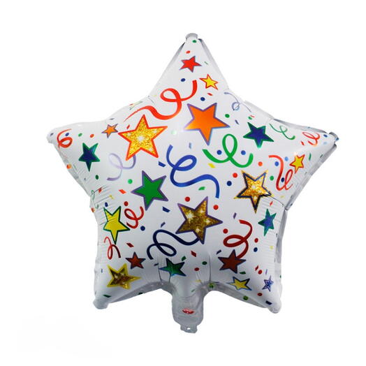 Шар фольгированный звезда белая с узором. Helium foil balloon star shape white