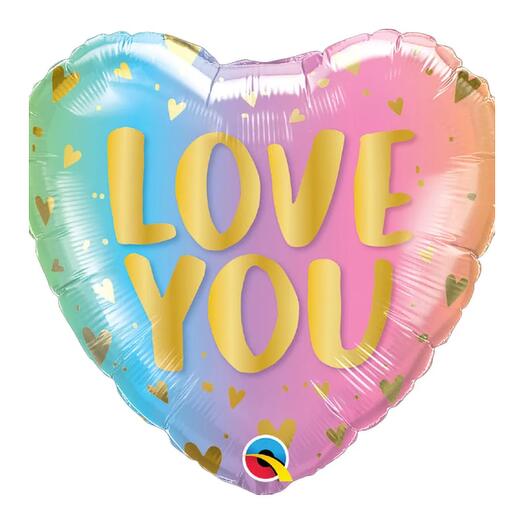 Love You Pastel Ombre   Hearts Foil Balloon