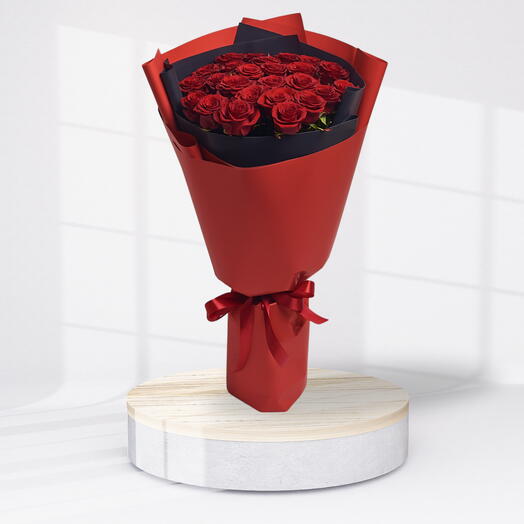 Valentine flower bouquet ( 25 Roses )